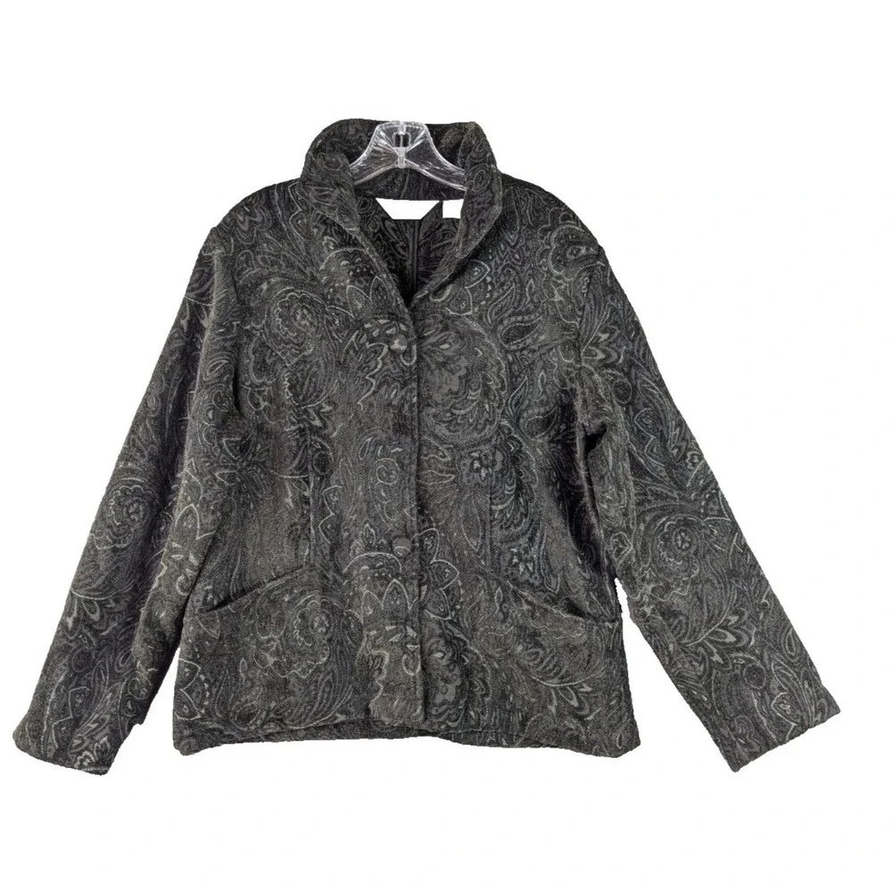Orvis Jacket Women's Size M Paisley Button‎ Front Long Sleeve Boho Deep Green